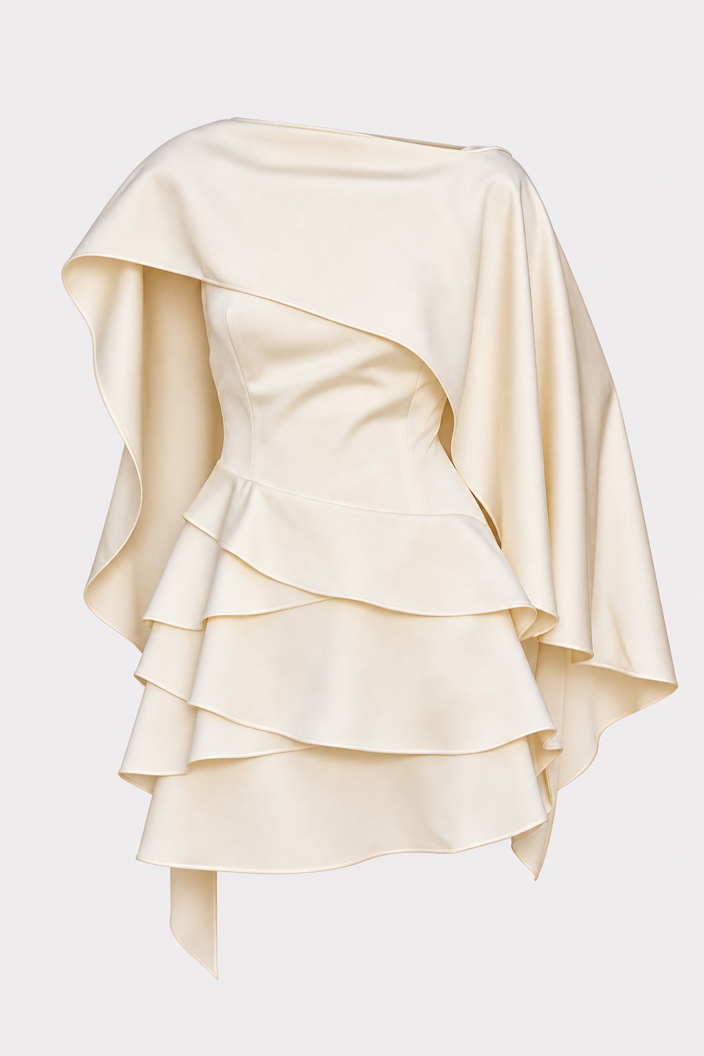 Chiffon Skirt Set Cape-Style Open-Back Mini Dress - 1