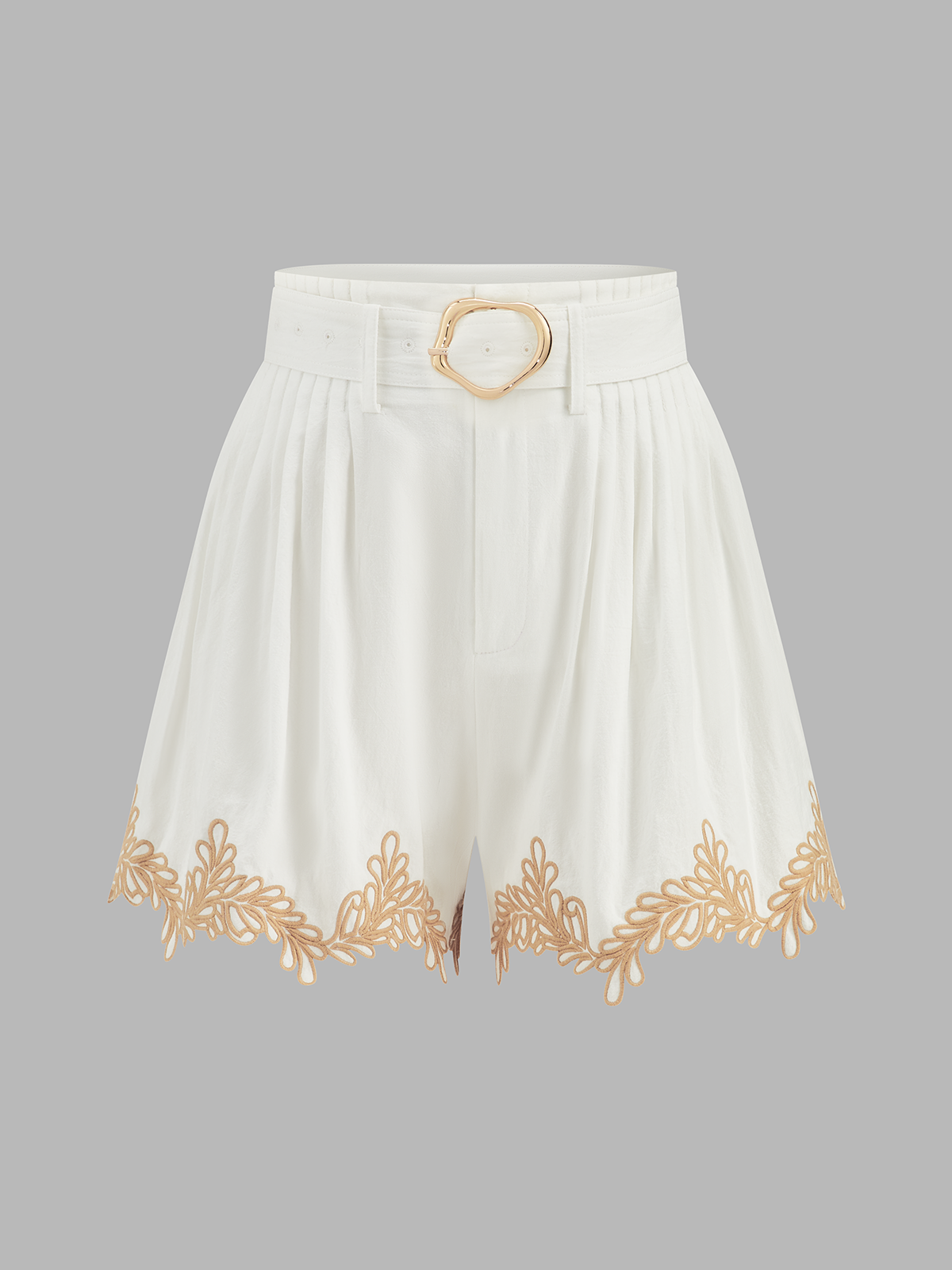 White Embroidered Cotton Shirt and Shorts Set - view 6