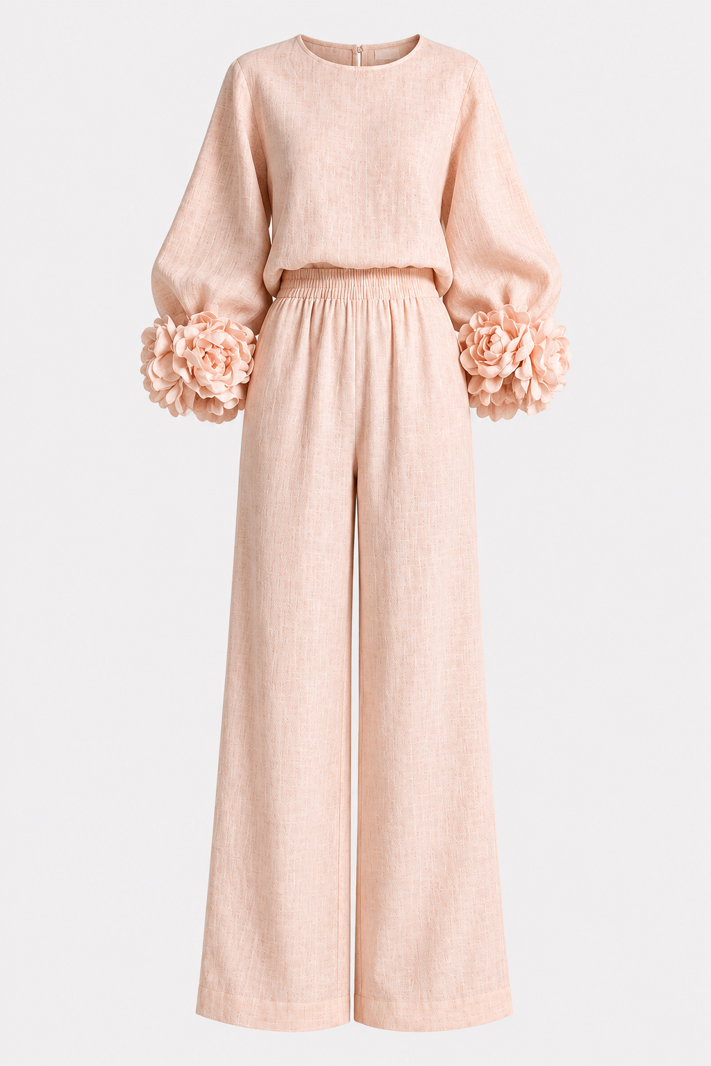 Polyester Two-Piece Set With Wide Leg Pants - 10