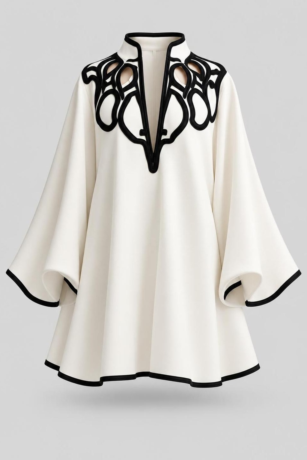 Polyester Blend Mini Dress With Flared Sleeves - 1