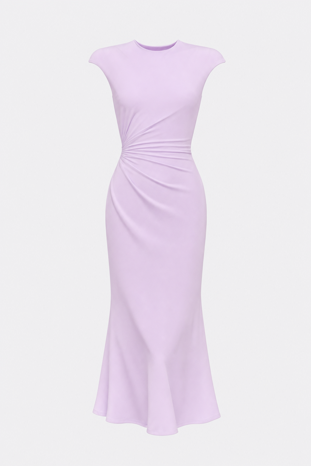 Satin ruched midi dress with cap sleeves - view 13