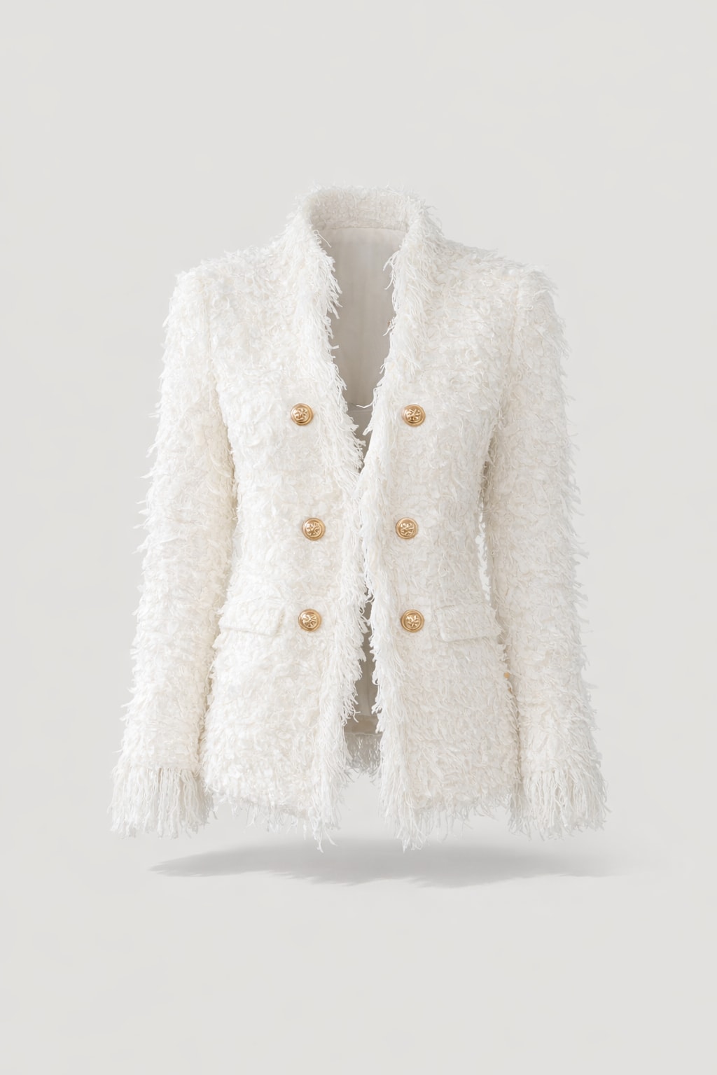 Polyester Double-Breasted Coat Slim Fit Office Jacket - 1