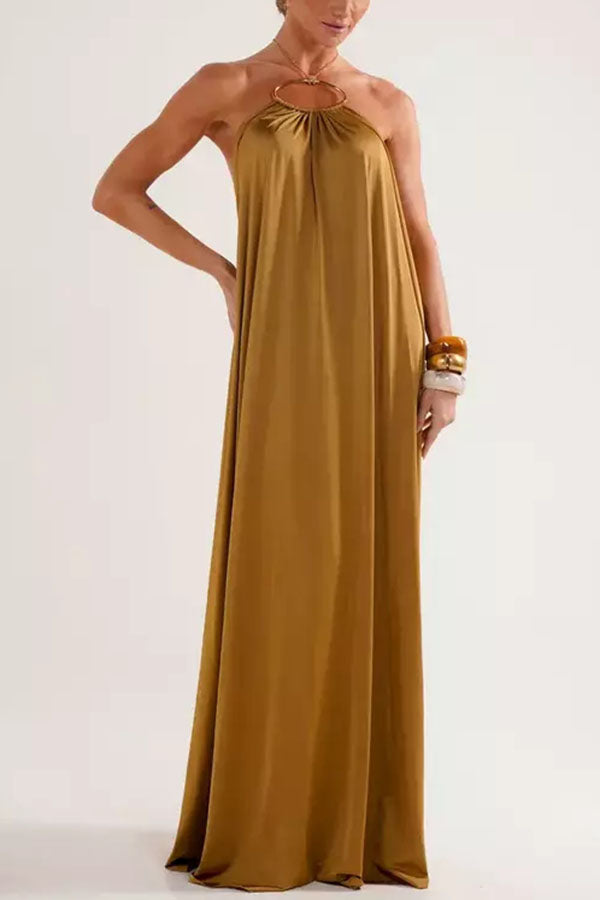 Halter Maxi Dress with Metal Chain Neckline - view 5