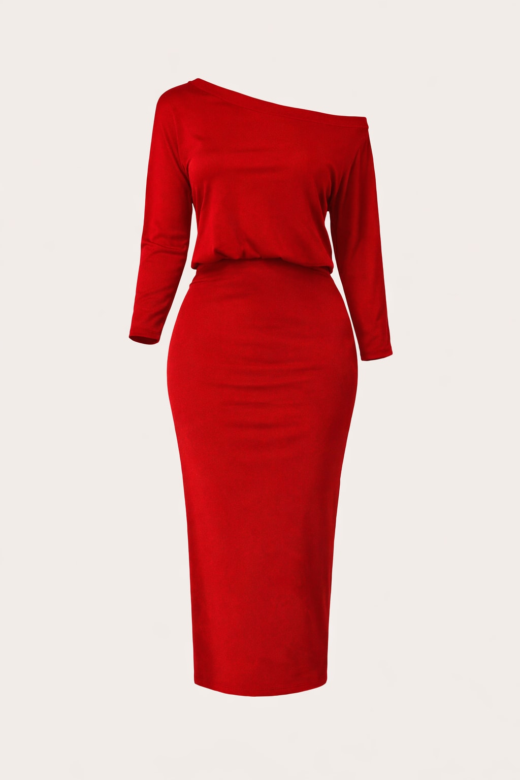 Ruched Cotton Off-Shoulder Midi Dress - 1