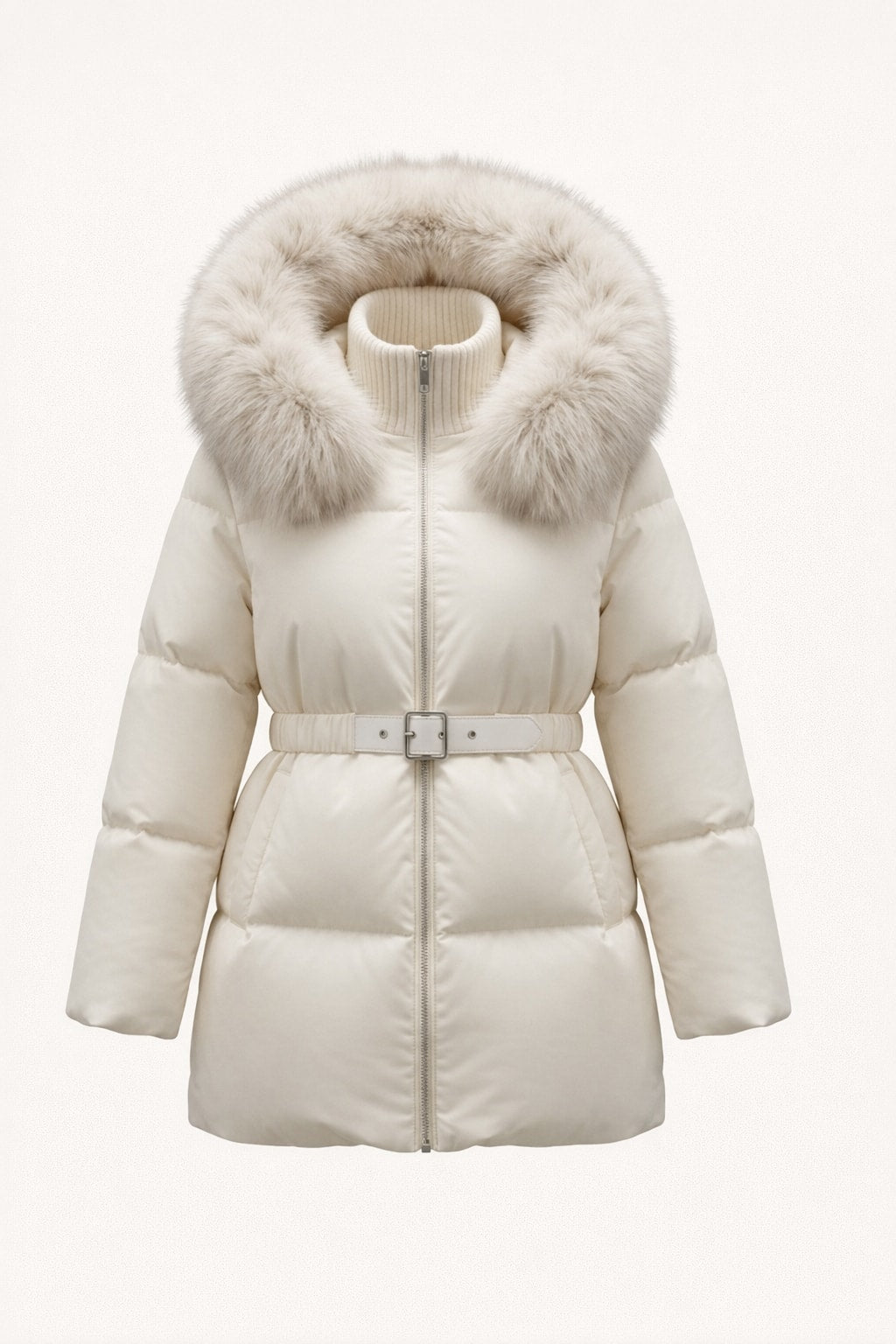 Goose Down Coat With Raccoon Fur Hood Trim - 1