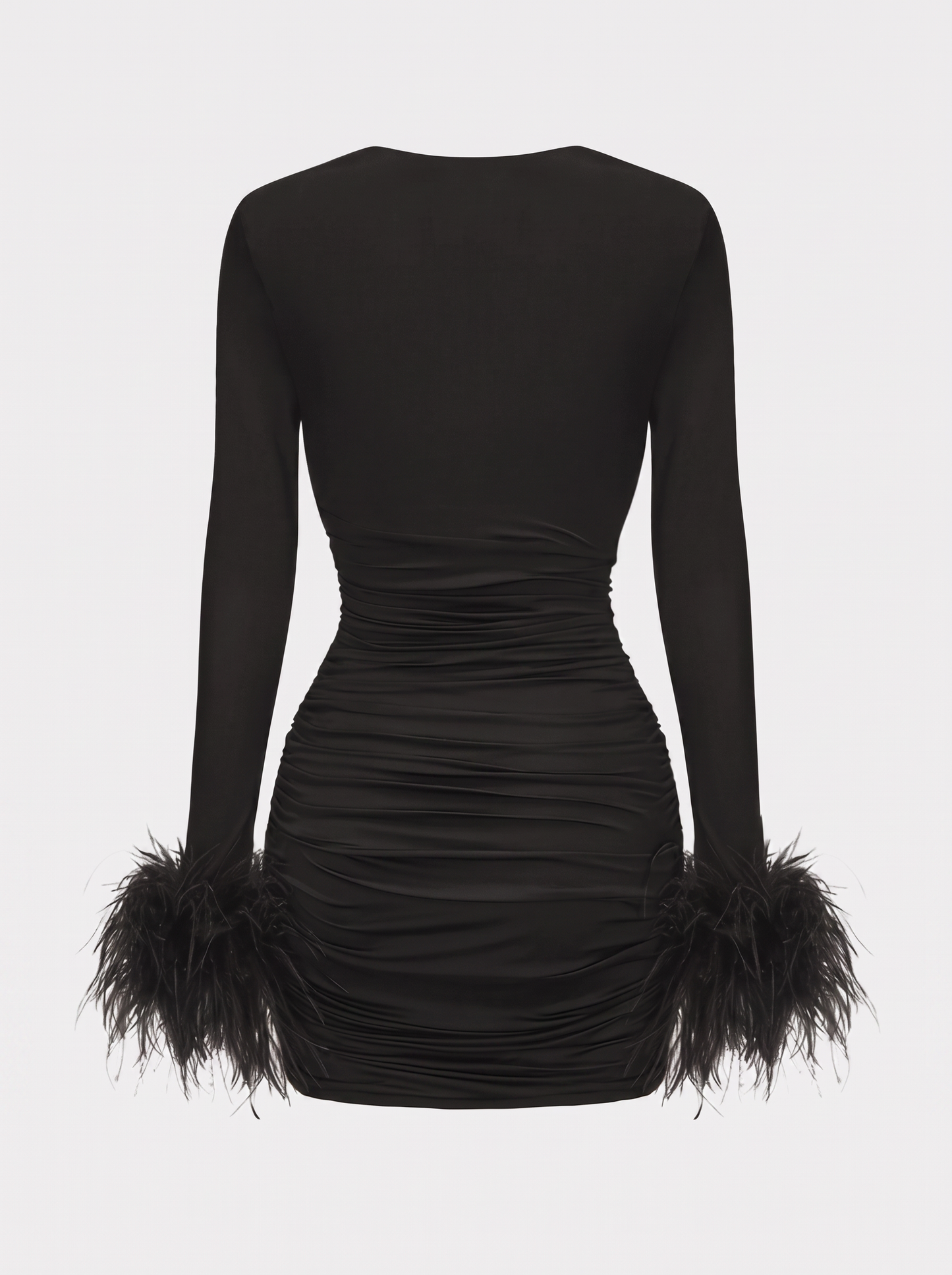 Feather Trim Sleeve Jersey Mini Dress - view 5