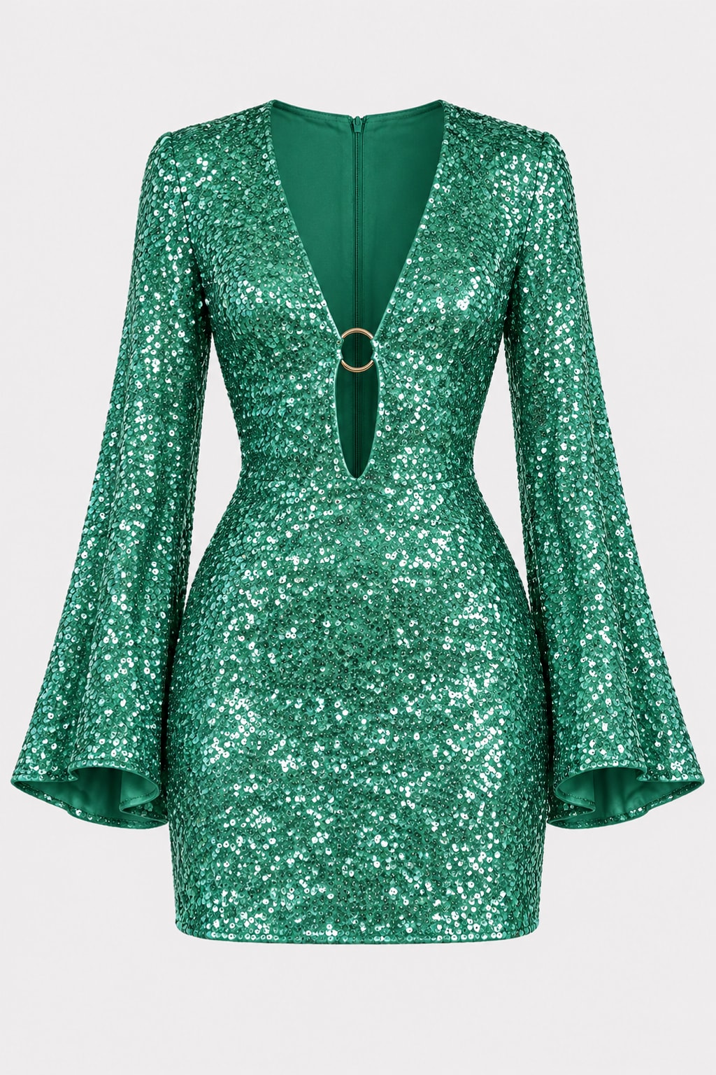 Sequin Mini Dress Party Wear Bell Sleeve - 1