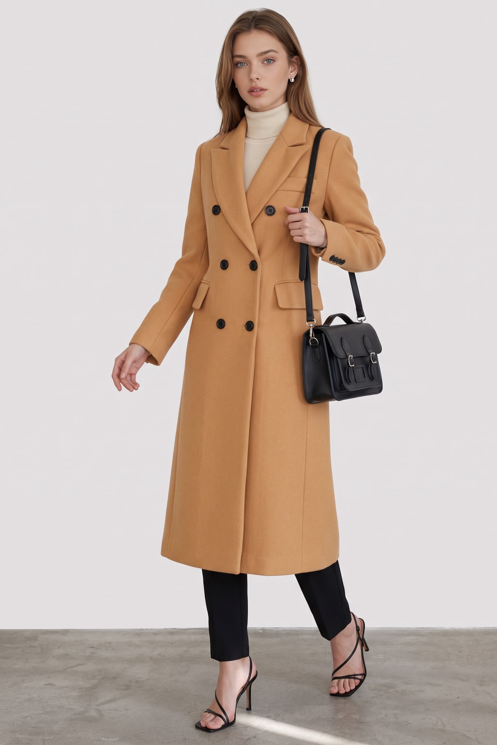 Wool Coat Double-Breasted Tailored Winter Style - 2