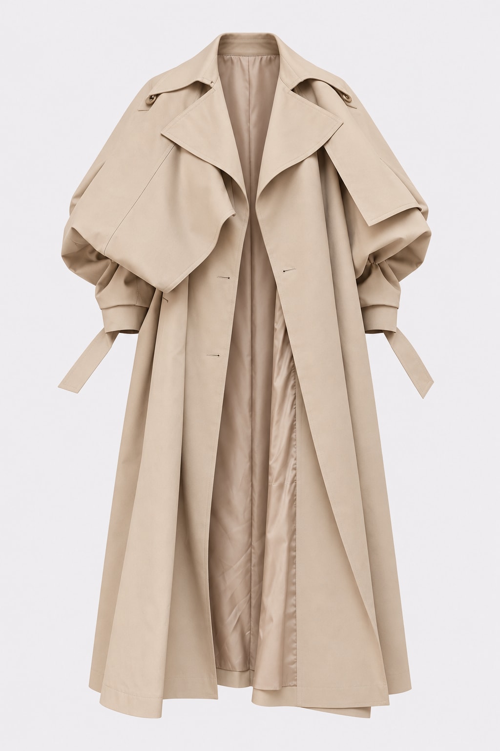 Cotton Trench Coat Double-Breasted Long Outerwear - 1