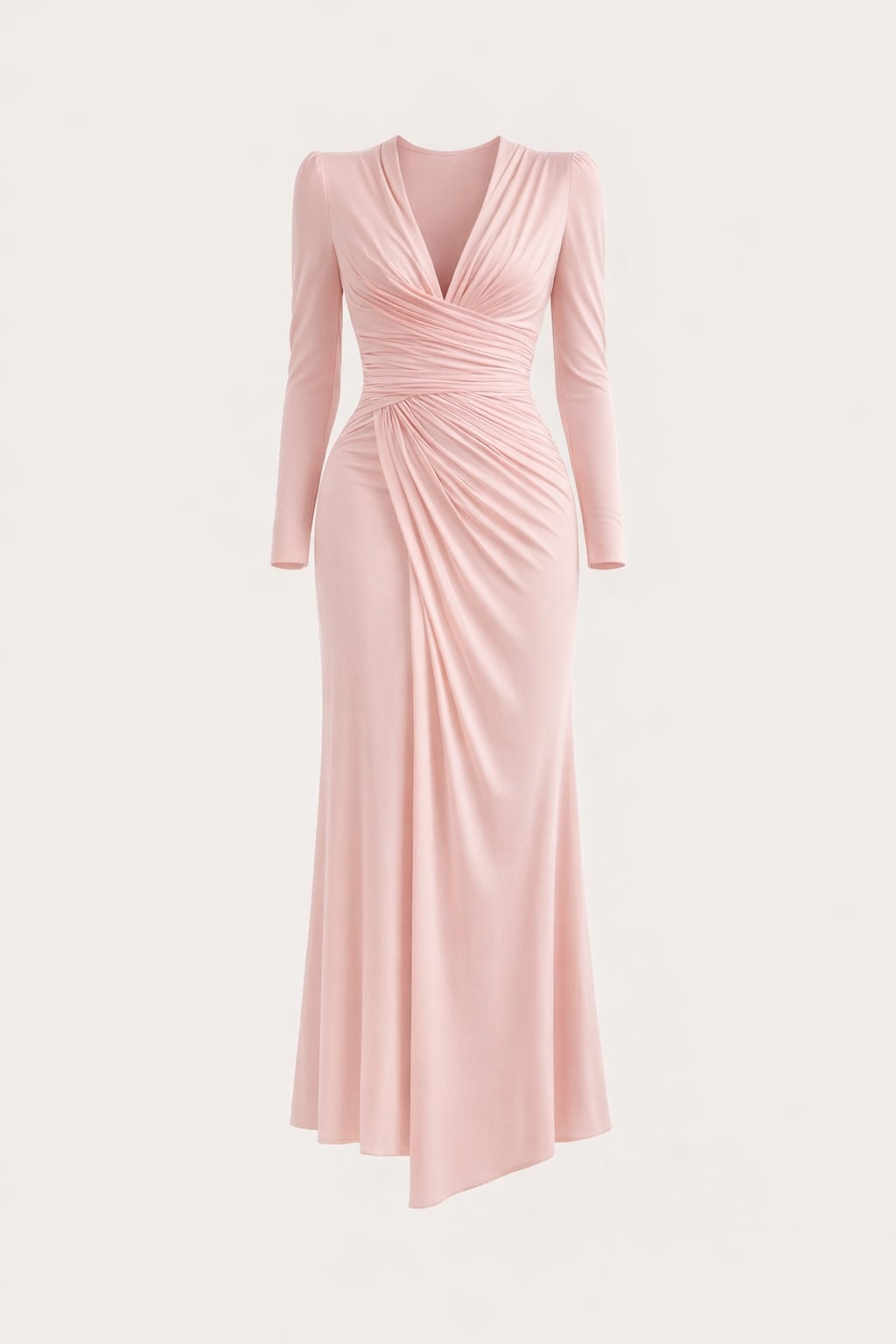 Synthetic Fiber Bodycon Dress With Deep V-Neck And Split - 1