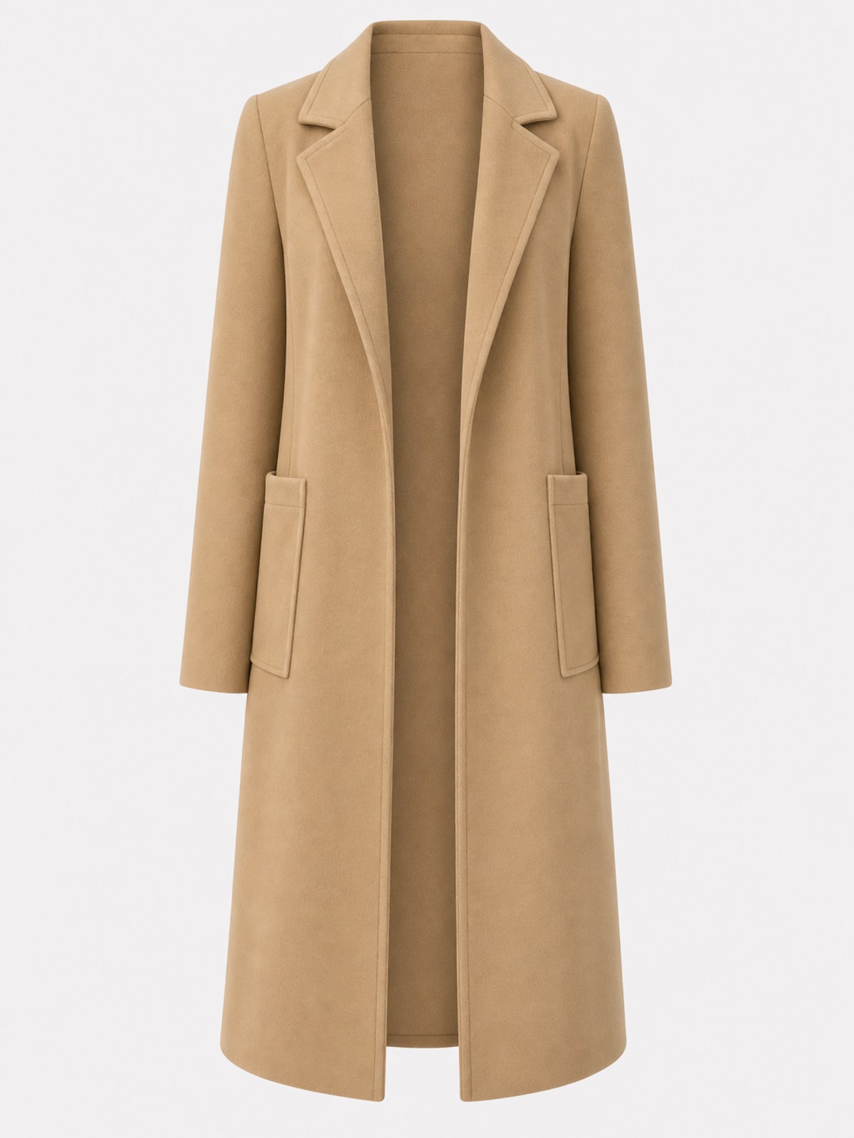 Warm Tailored Belted Long Coat With Adjustable Waist Tie - 1