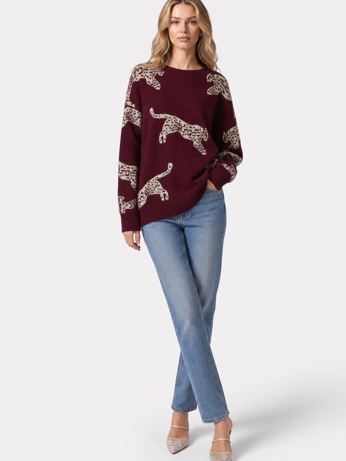 Leopard Print Knit Sweater - 7