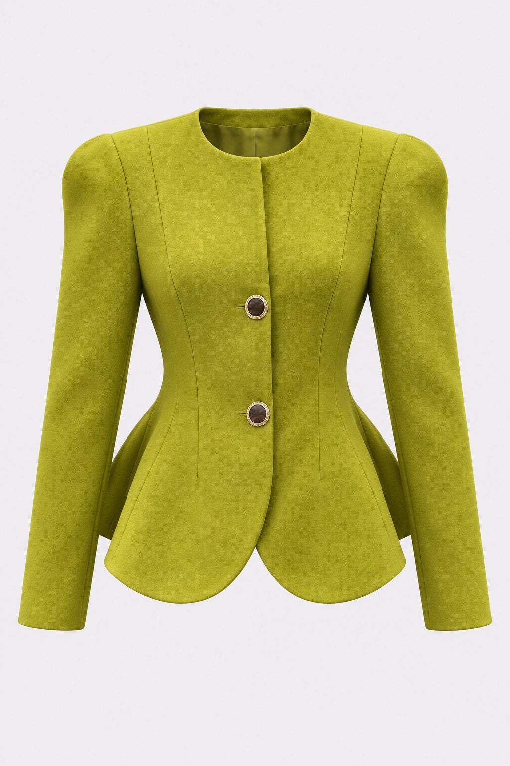 Polyester Jacket V-Neck Peplum Blazer - 1