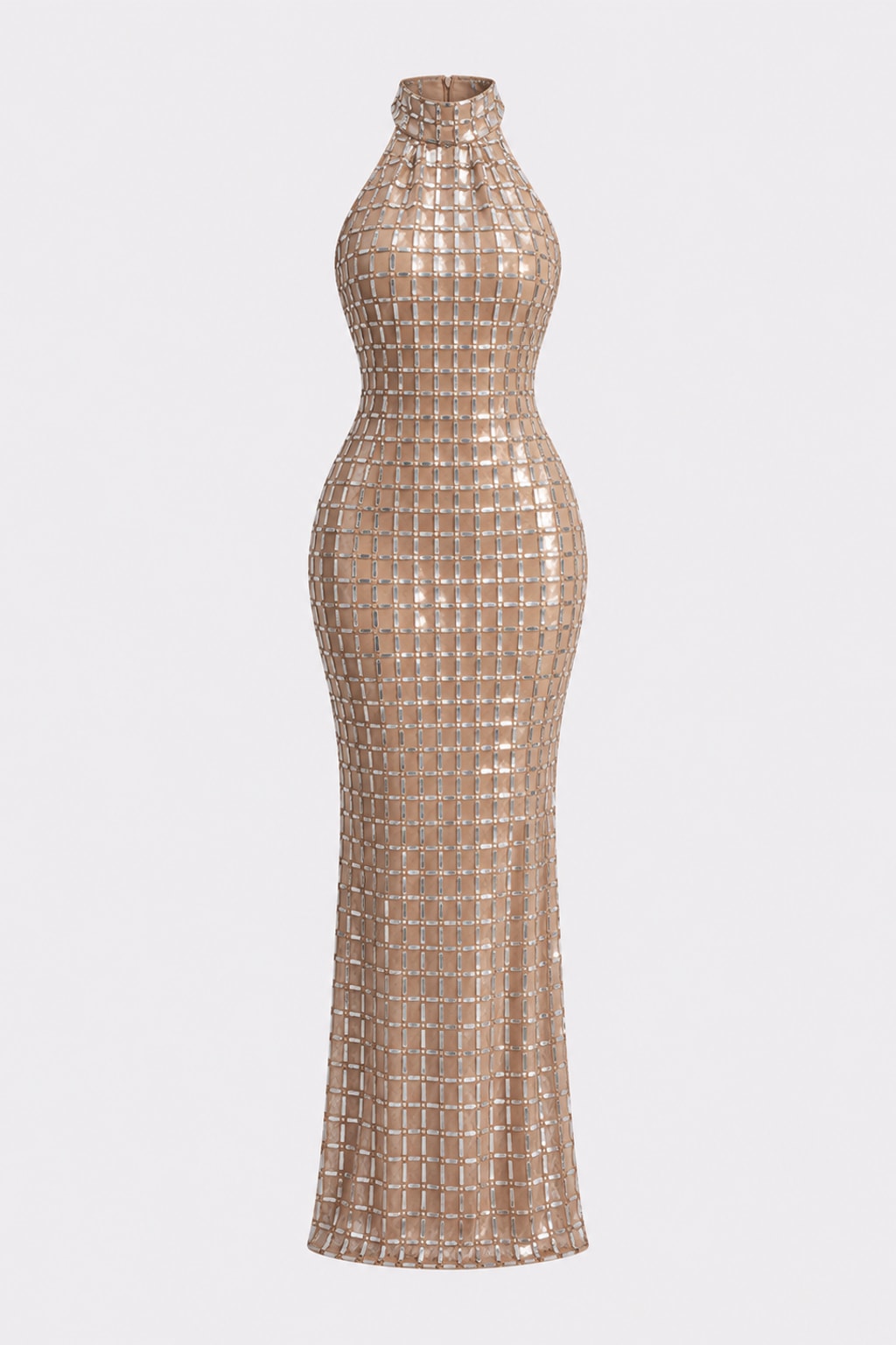 Sequin Dress Halter Neck Sleek Silhouette - 1