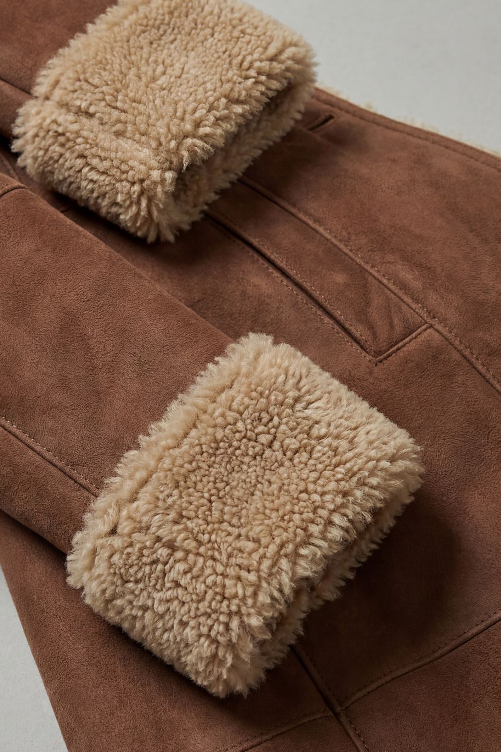 Brown Shearling Lined Longline Coat - view 7