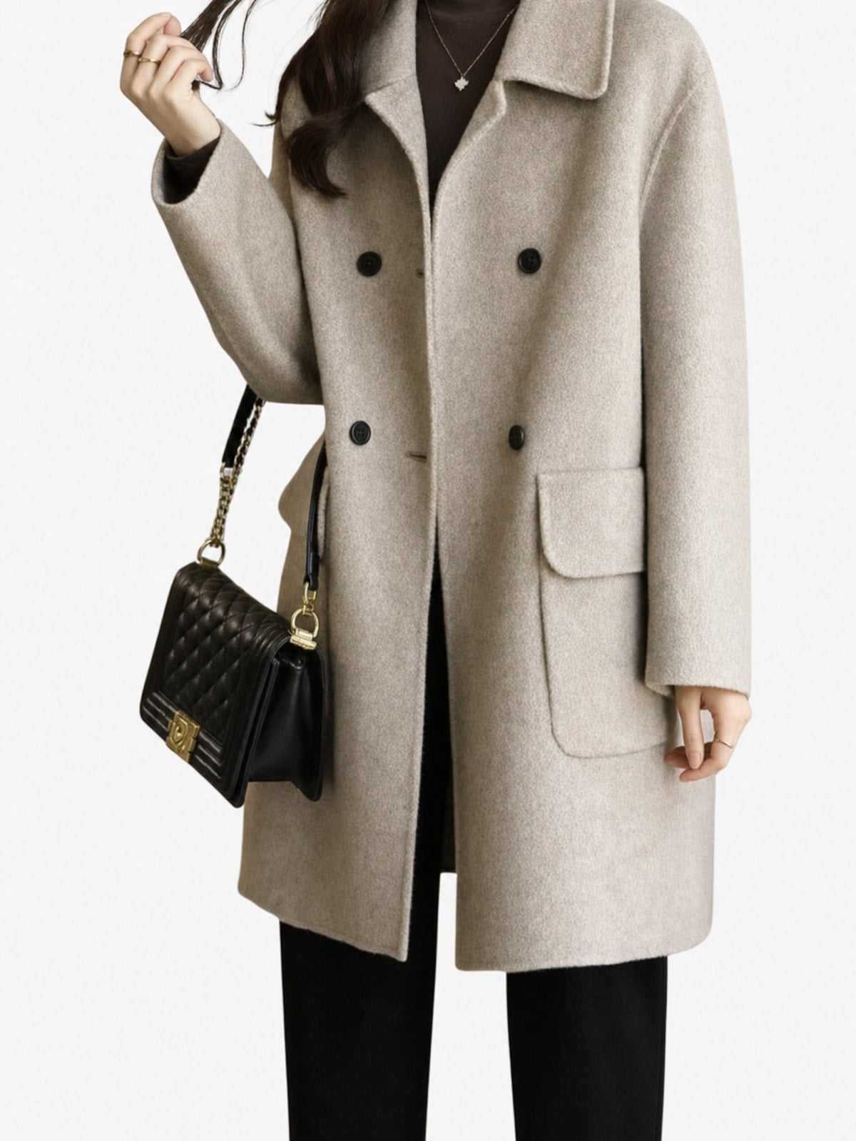 Cozy Formal Coat With Double Breasted Tailored Fit - 3