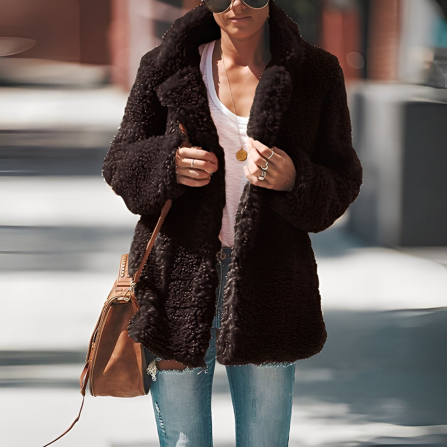 Thick fleece jacket in a fitted winter cut - view 6
