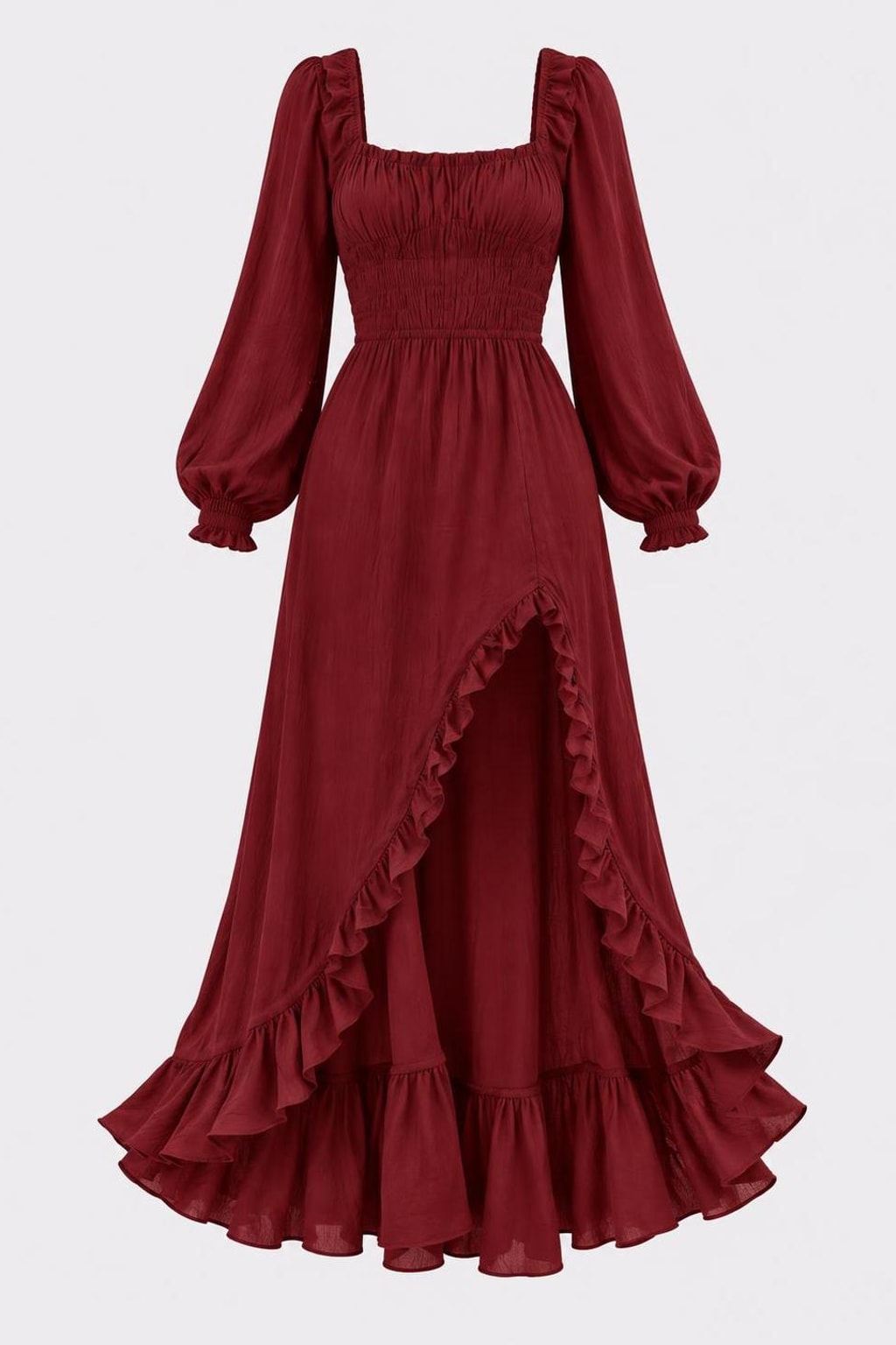 Cotton Maxi Dress With Ruffle Hem - 1