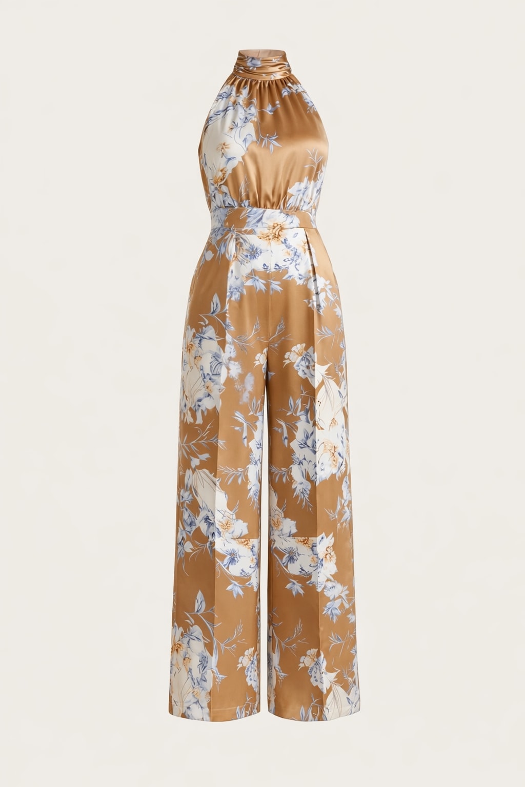 Polyester Halter Jumpsuit With Wide-Leg Silhouette - 1