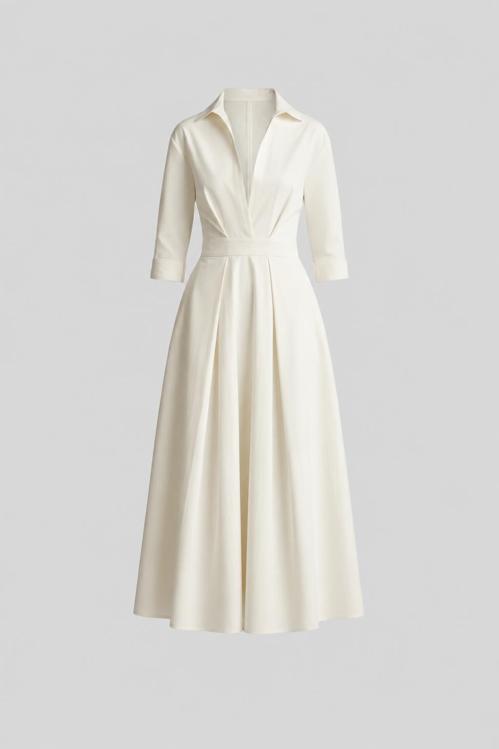 Button-Front Collared Midi Dress - 1