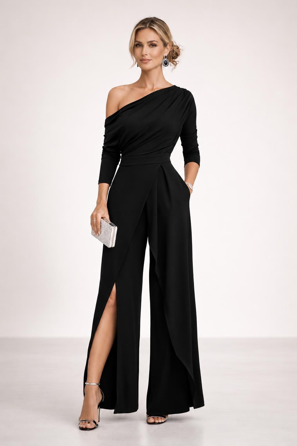 One-Shoulder Wide-Leg Jumpsuit - 2