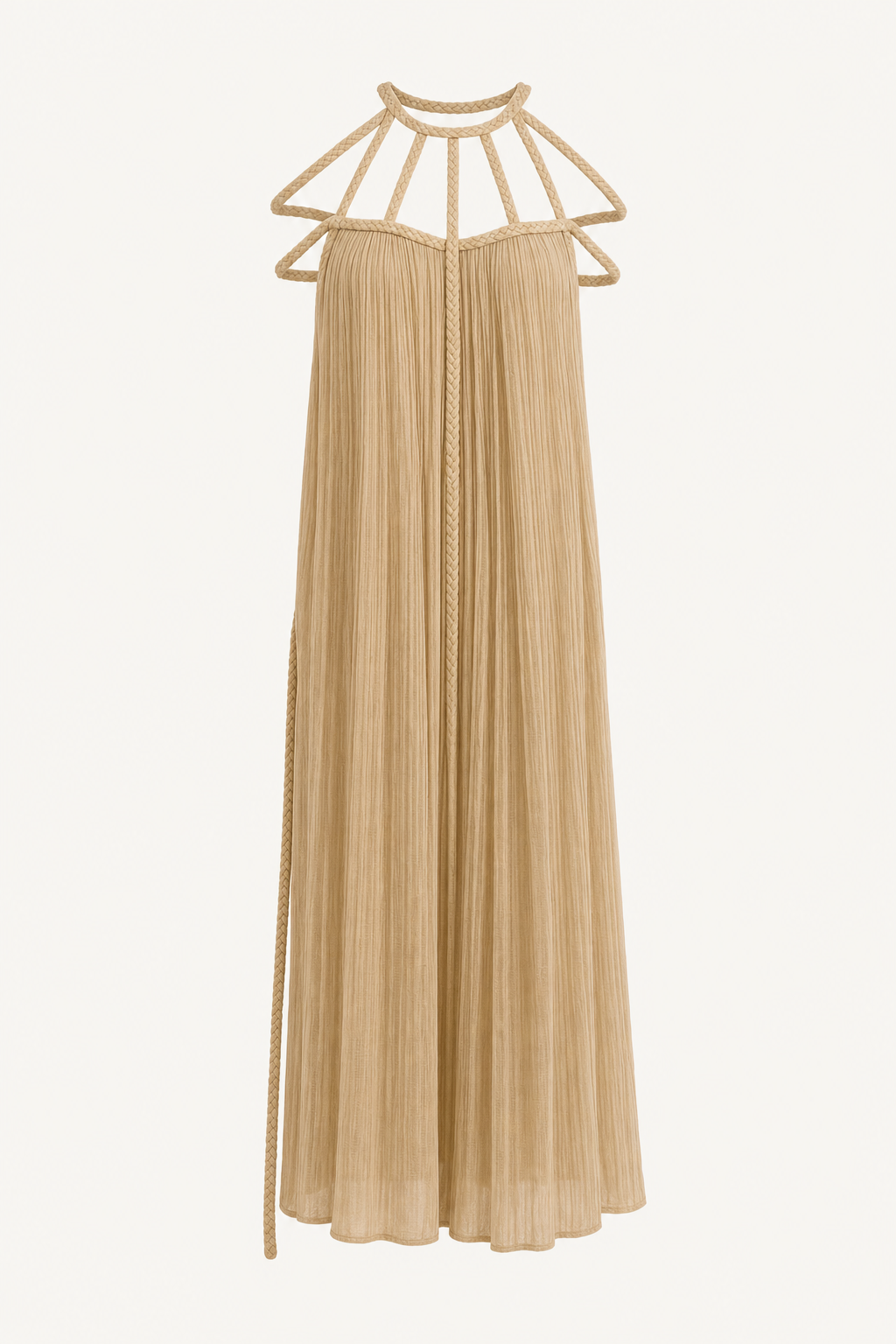 Braided Back Linen Blend Maxi Dress