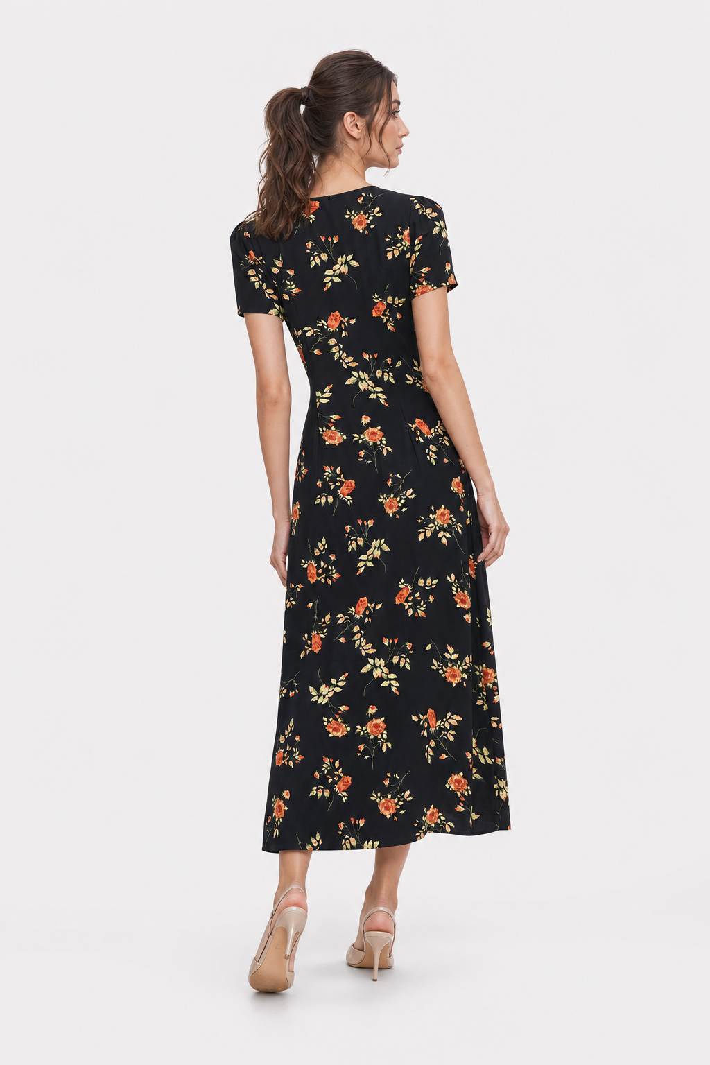 Floral V-Neck Maxi Dress With Flattering Slim Fit - 4