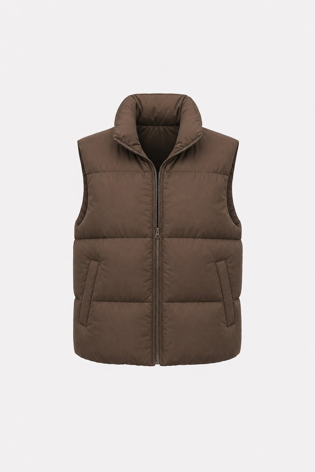 Cropped Puffer Vest With Stand Collar - 1