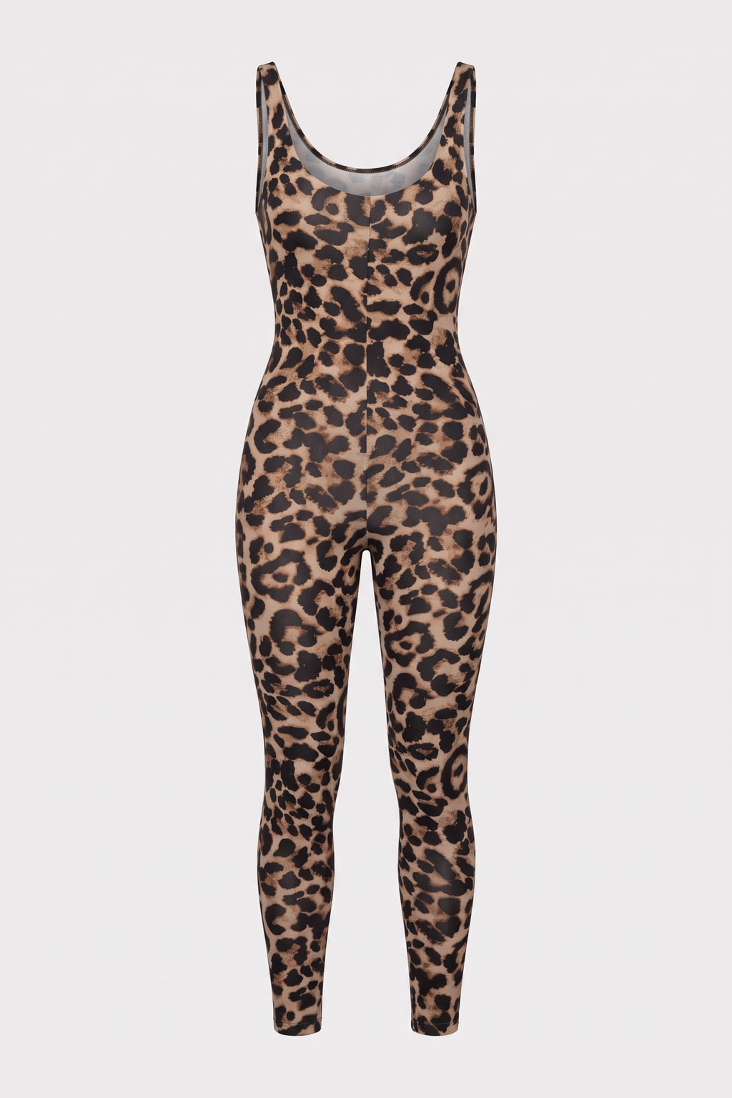 Leopard Print Scoop Neck Jumpsuit - 1