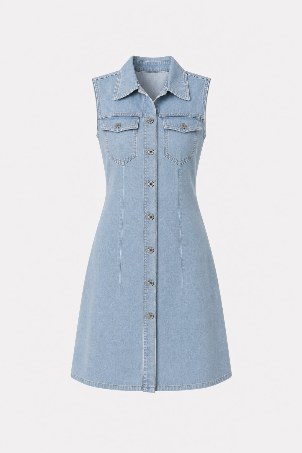 Denim Summer Dress With Pockets - 1