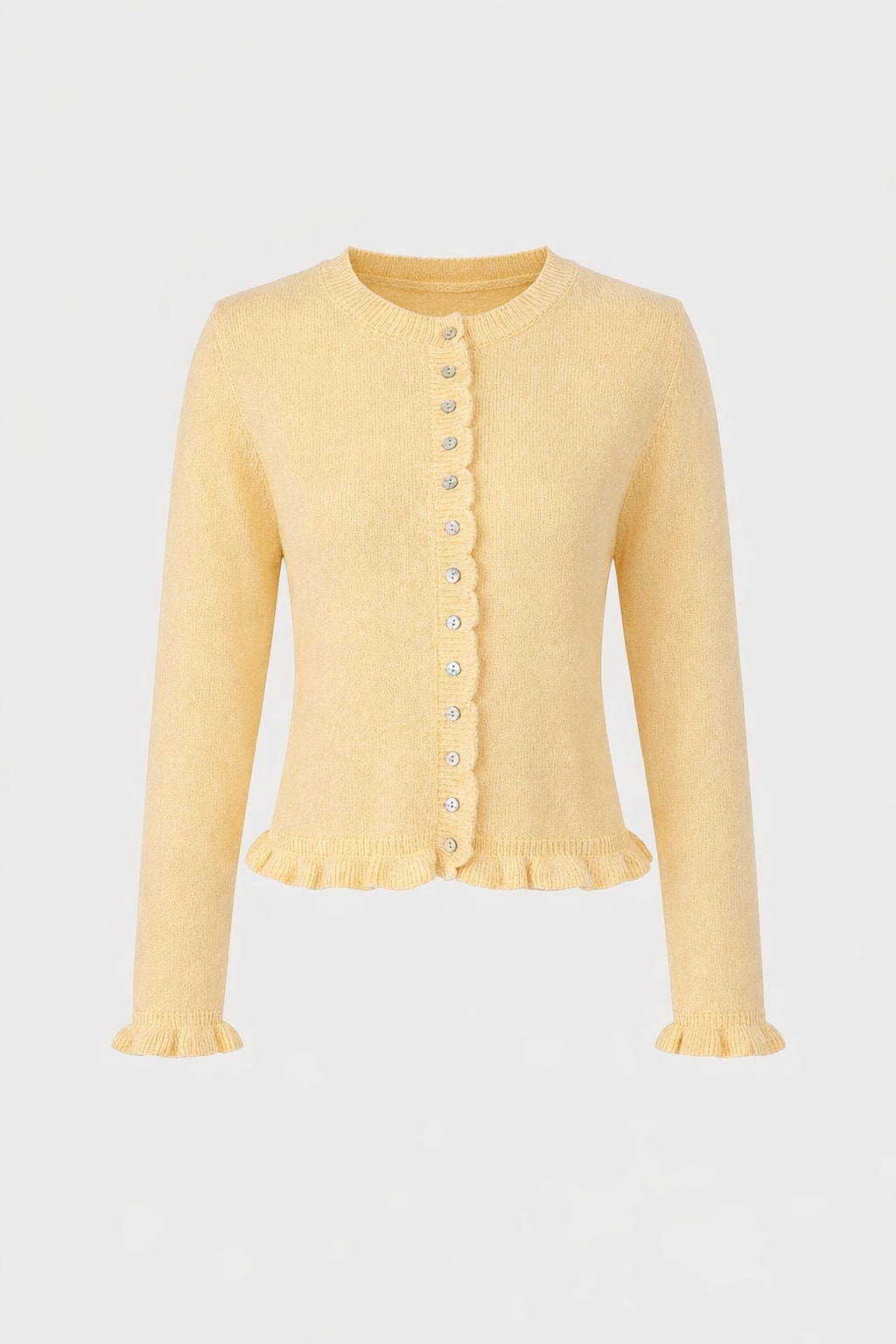 Polyester Knit Cardigan With Poet Sleeves - 1