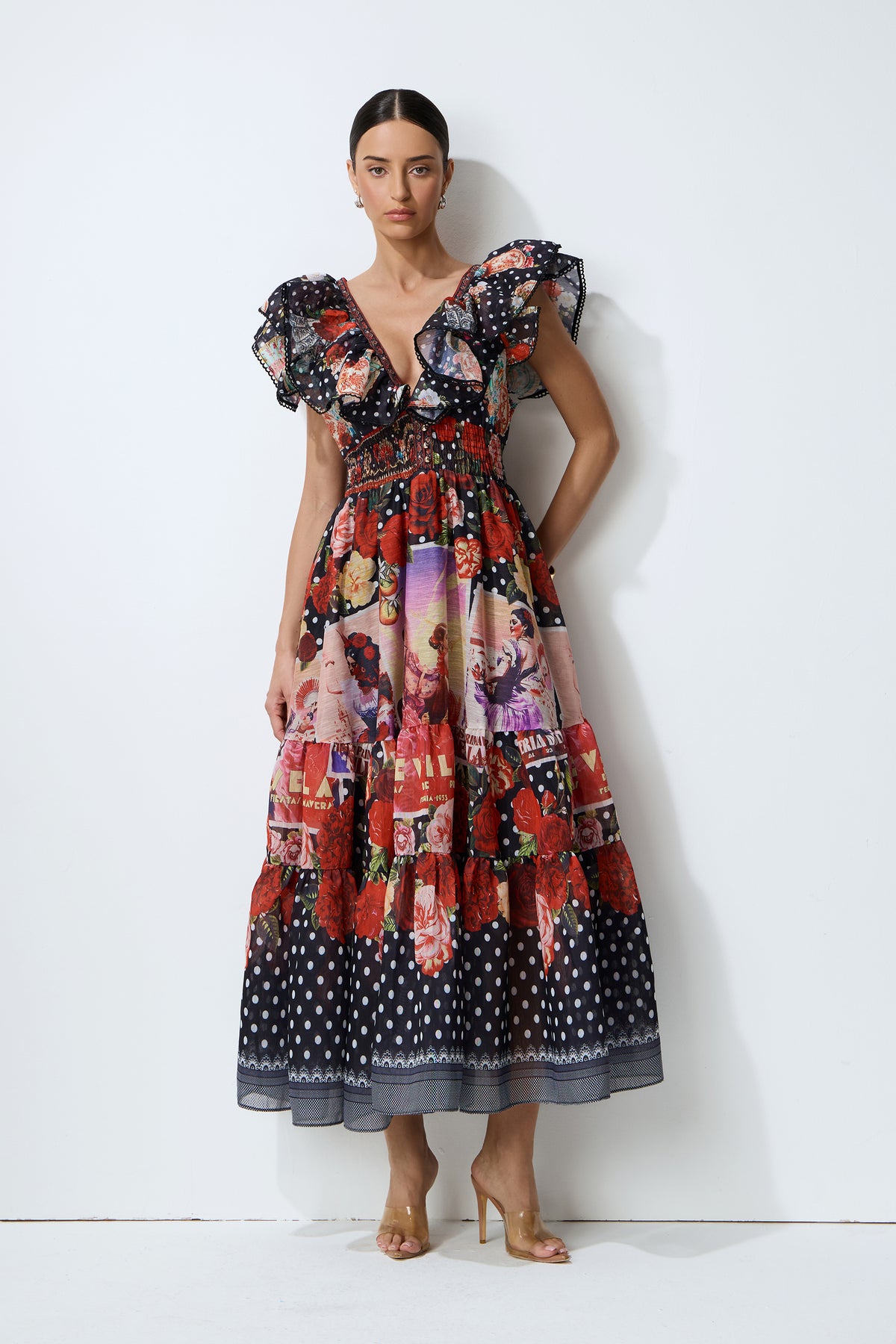 Floral Print Maxi Dress With Flutter Sleeves - 6
