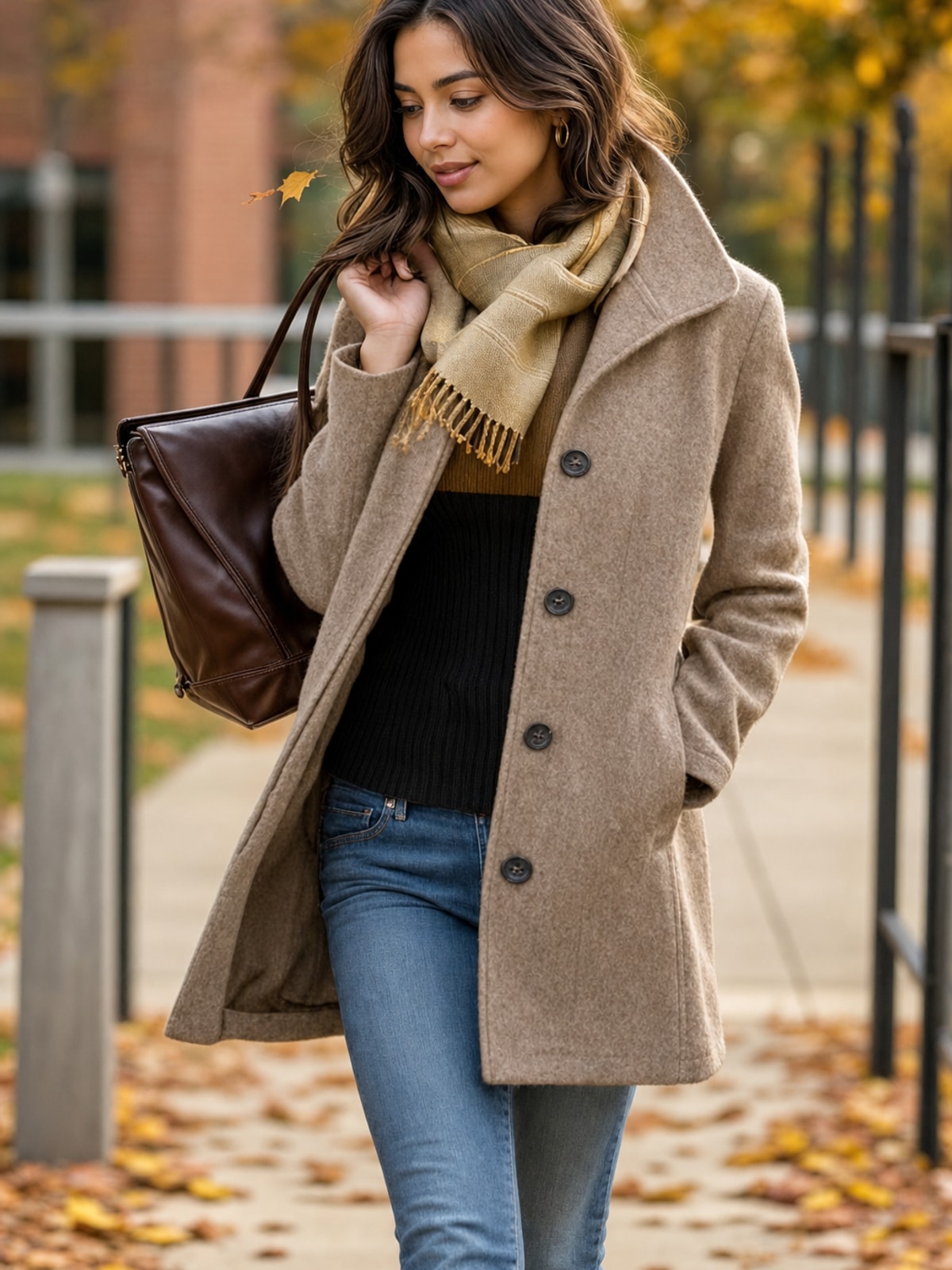 Turndown Collar Coat Tailored Fit for Cozy Everyday Wear - 3