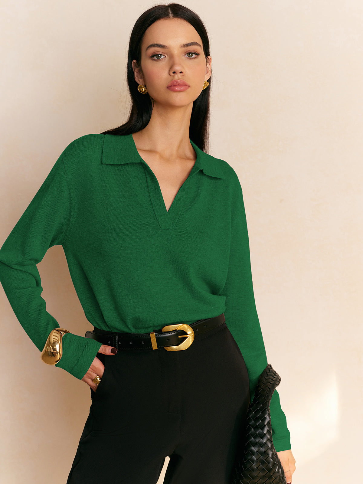 Knit Collared Pullover Sweater - 7