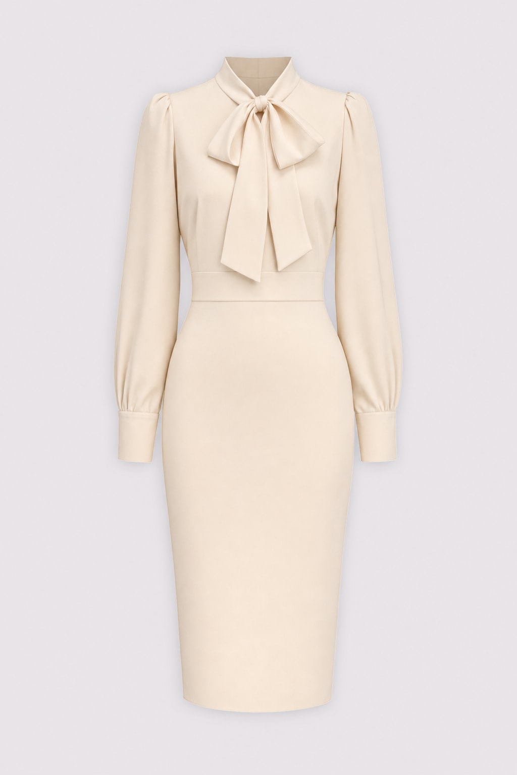 Polyester Midi Dress With Bow-Tie Neckline - 1