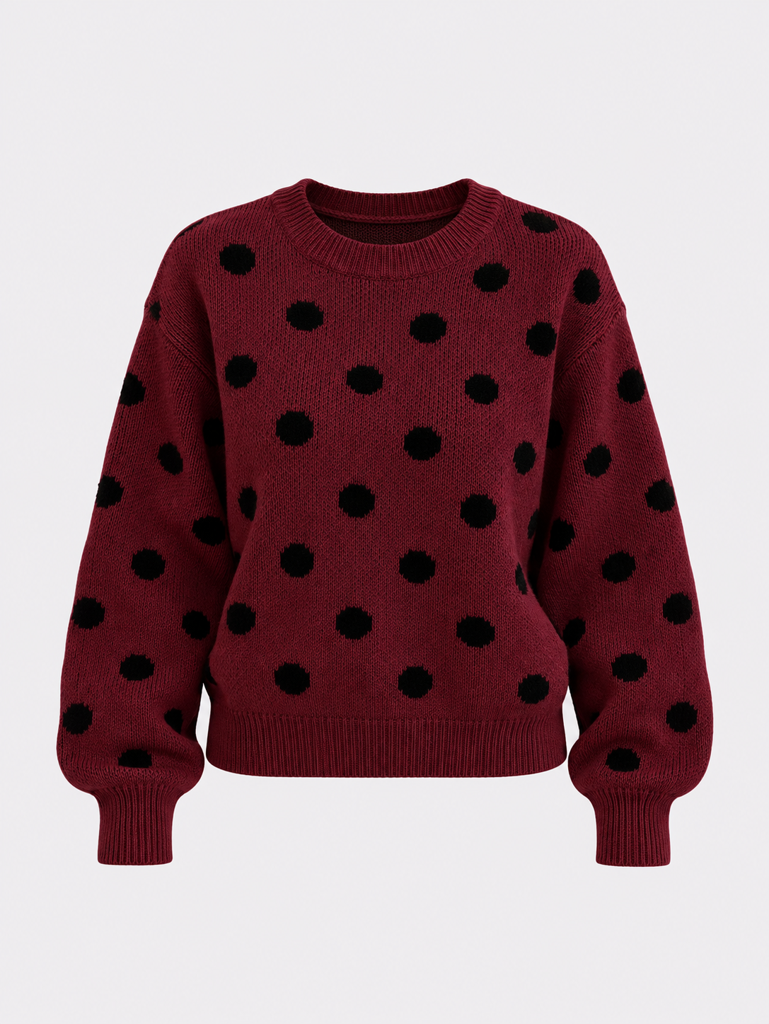 Acrylic Sweater Polka Dot Knit Pullover - 11
