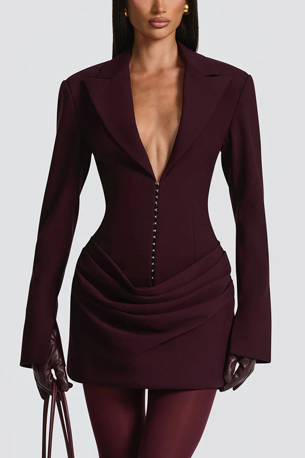Draped V-Neck Slim Fit Mini Dress - view 4