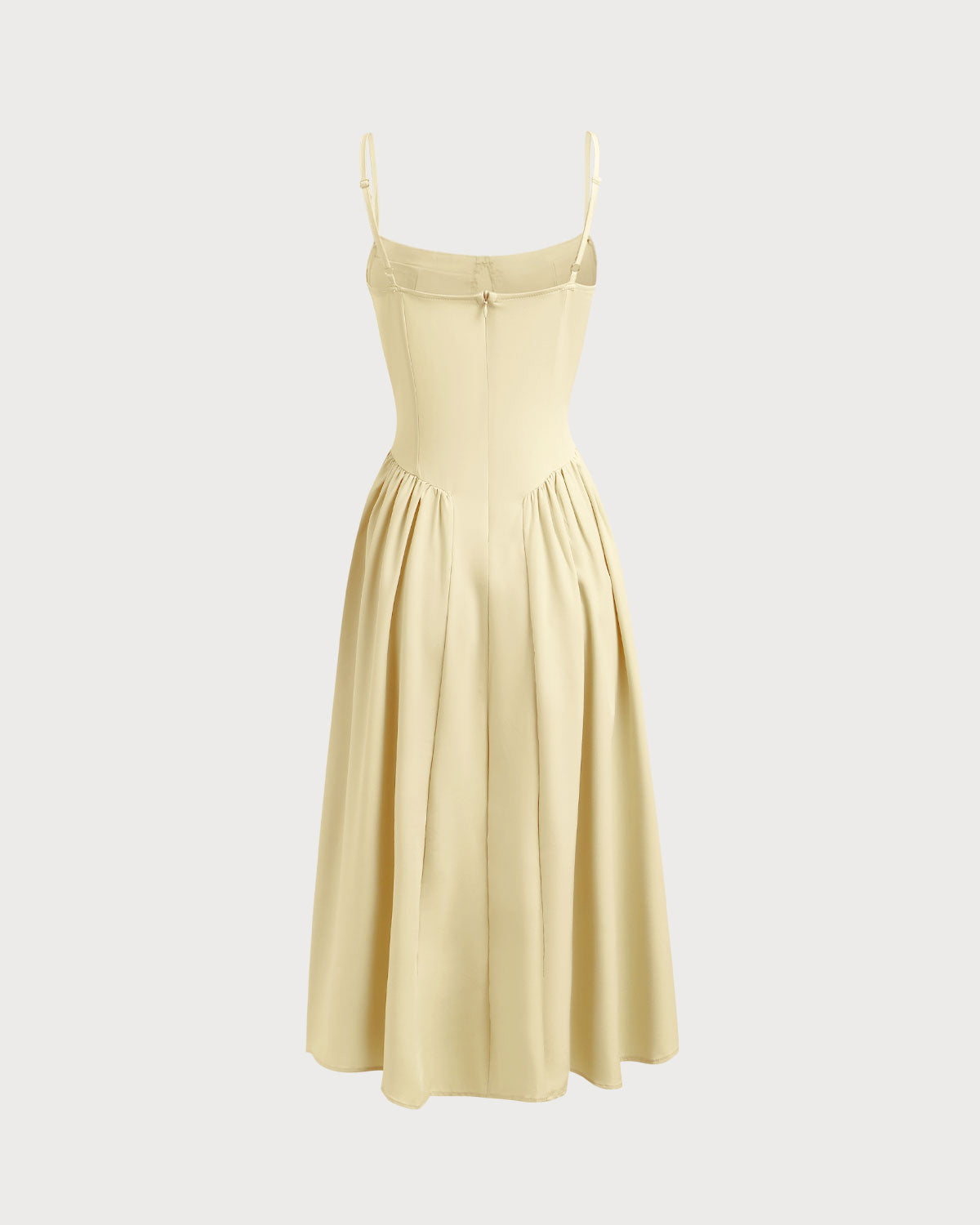 Yellow square neck midi dress with pockets - view 5