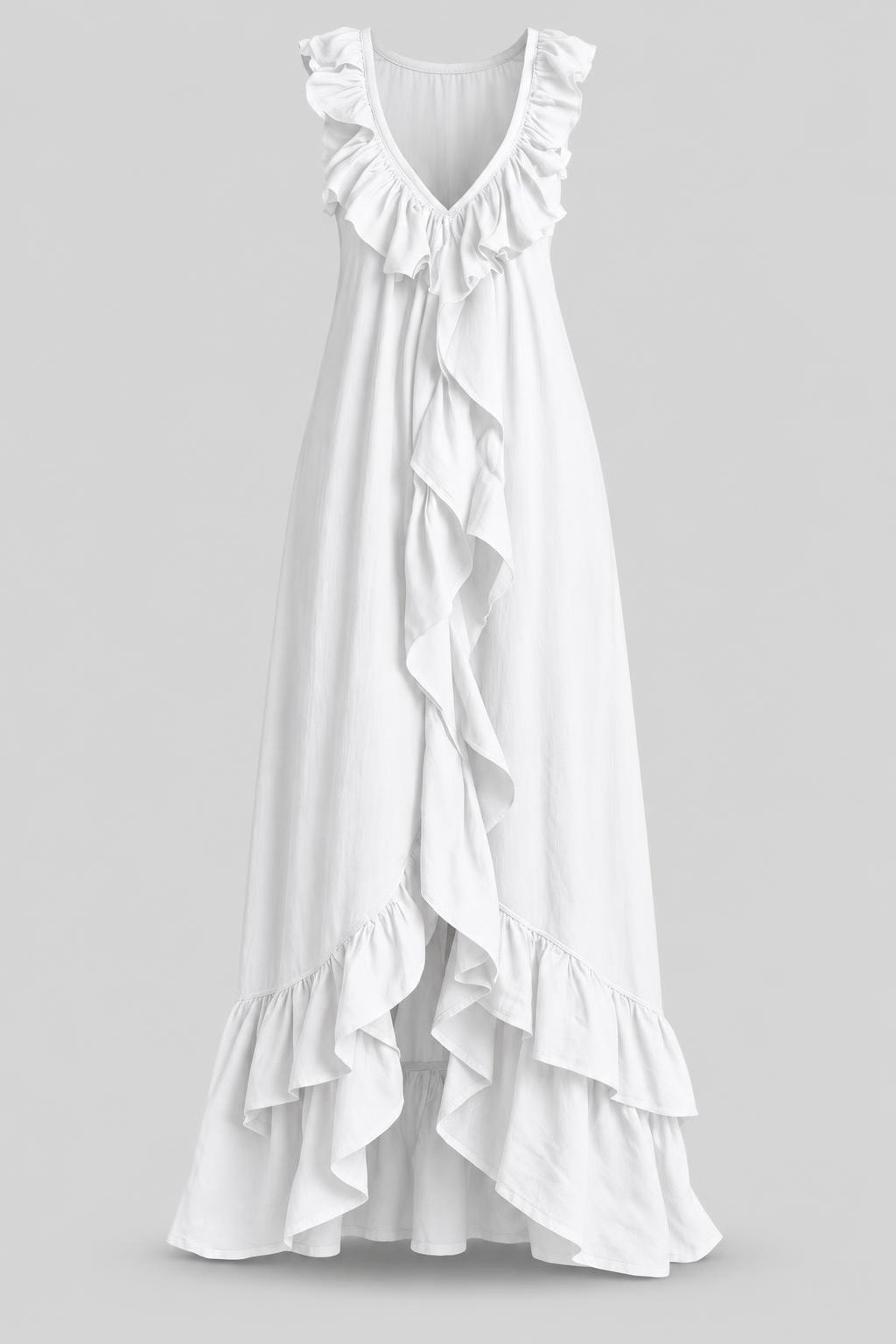 Terylene Maxi Dress With Ruffle Trim - 1