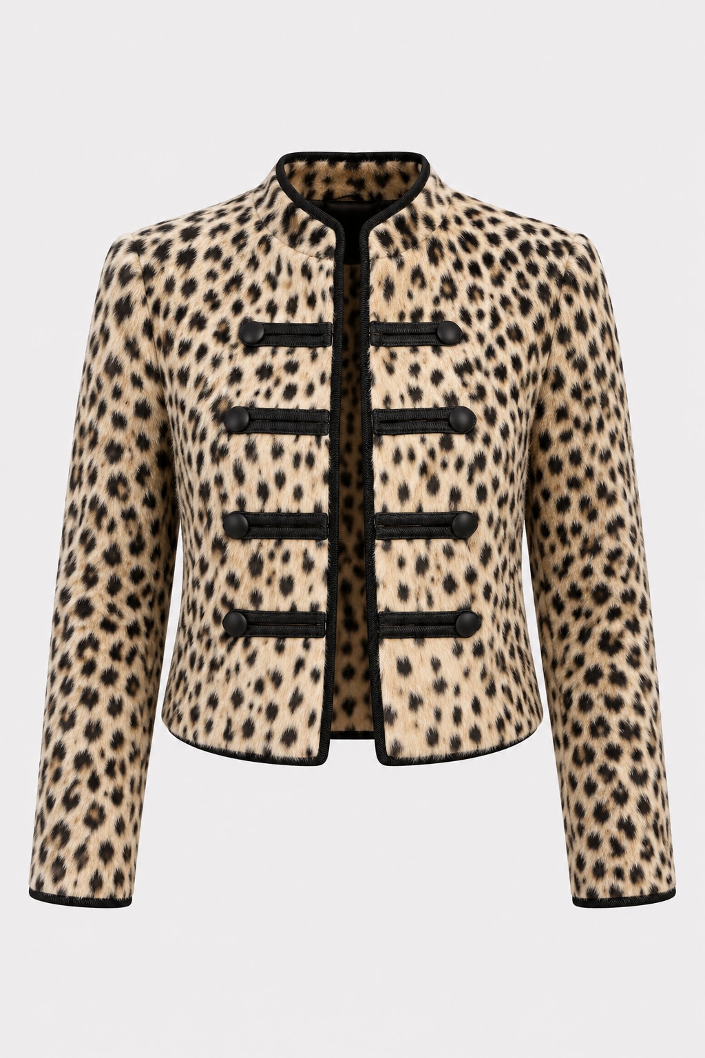 Faux Fur Jacket Cropped Leopard Print - 1