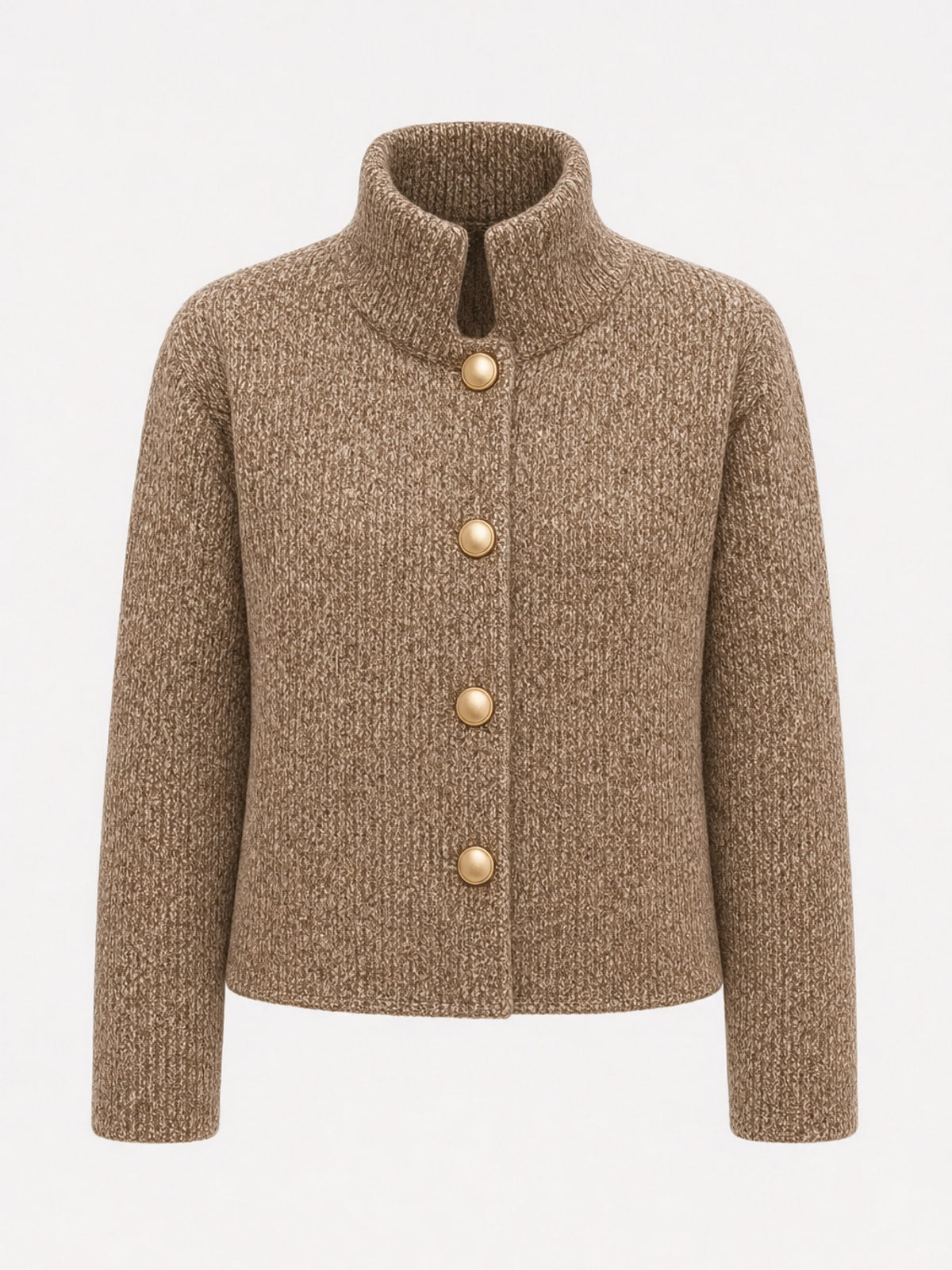 Knit Sweater Jacket with Stand Collar - 1