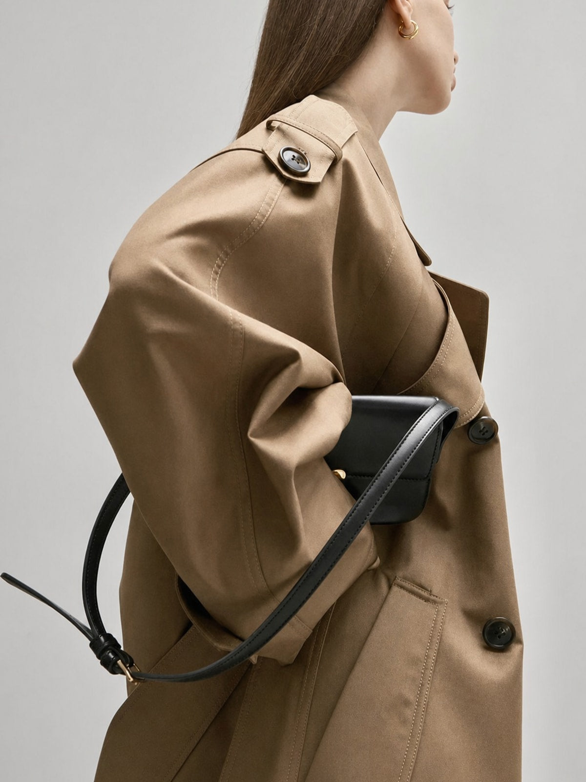 Cozy Polyester Trench Coat with Oversized Fit - 5