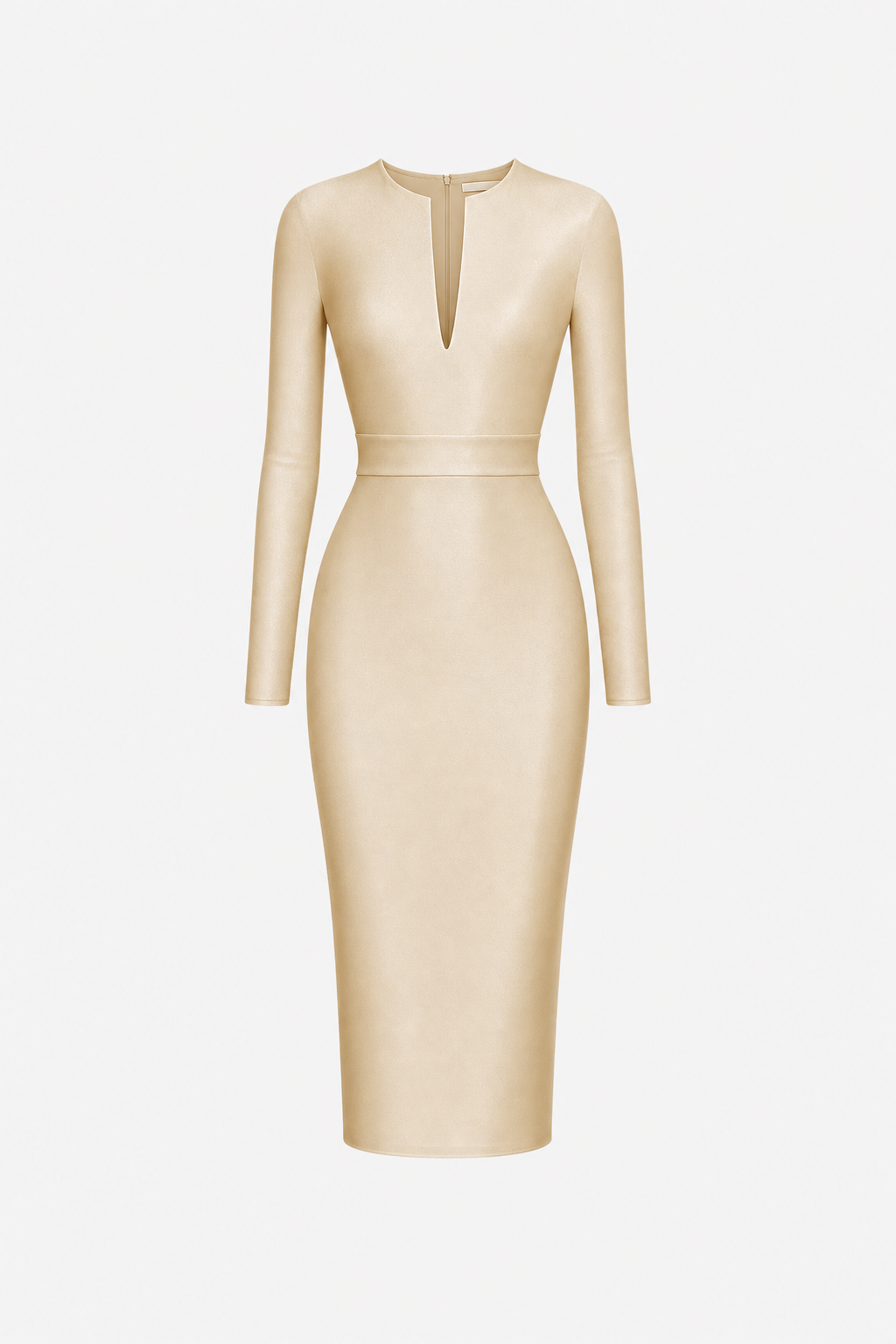 Satin pencil dress with back slit - view 7