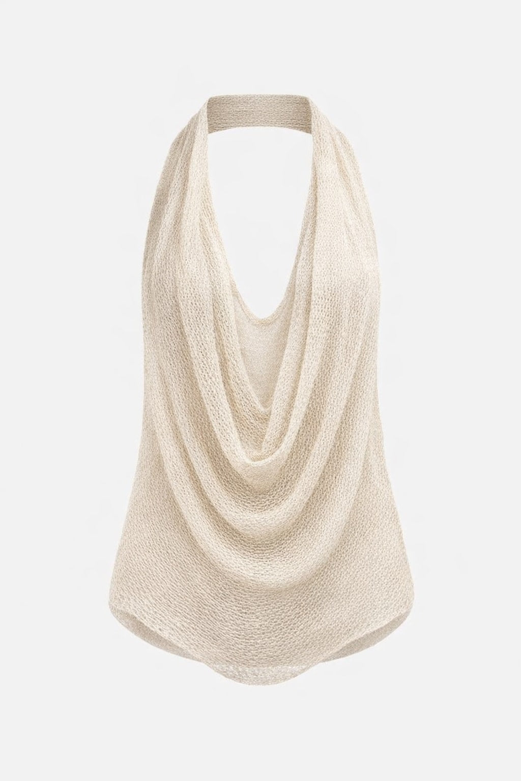 Effortless Knit Halter Top with Irregular Hem - 1