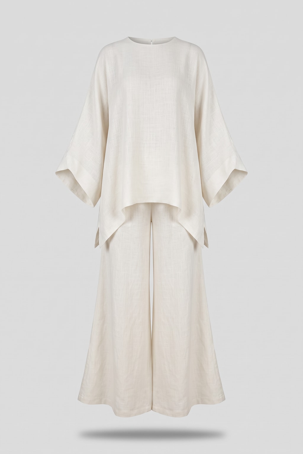Asymmetric Top Two-Piece Set With Flowing Pants - 1