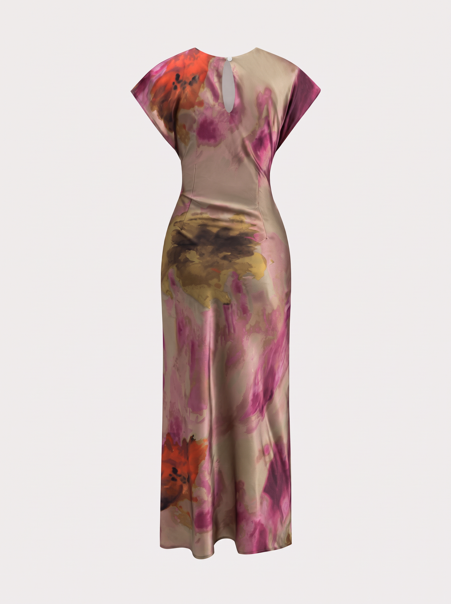 Light brown satin twist-knot cutout midi dress - view 5