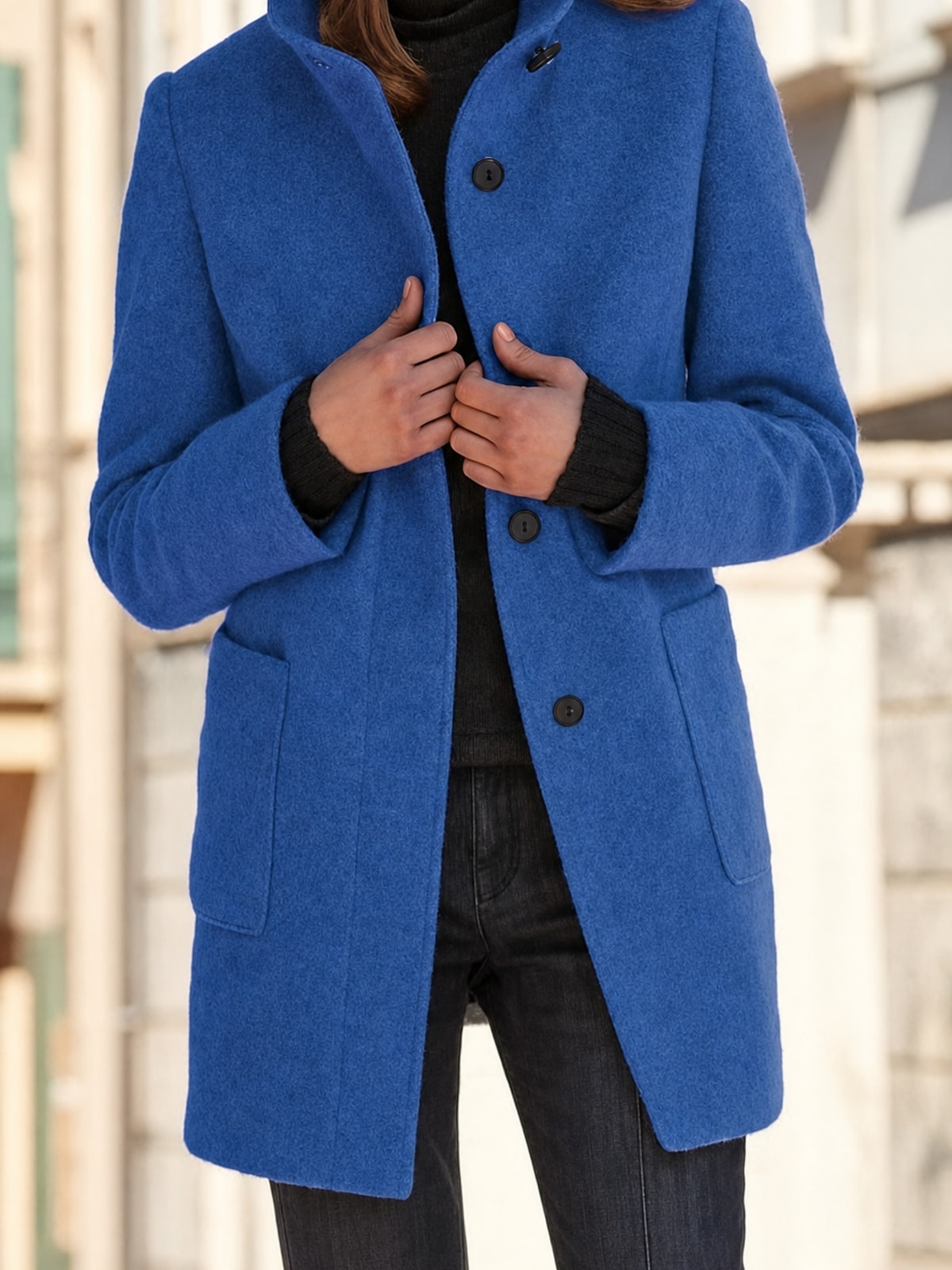 Stand-Collar Tailored Coat With Warm Everyday - 2
