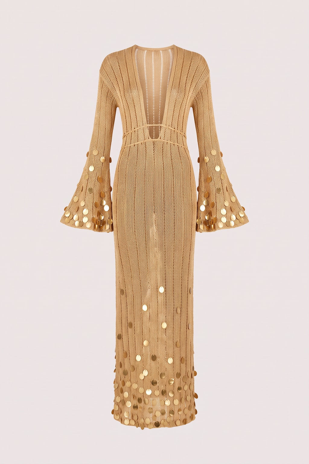 Viscose Knit Maxi Dress With Bell Sleeves - 1