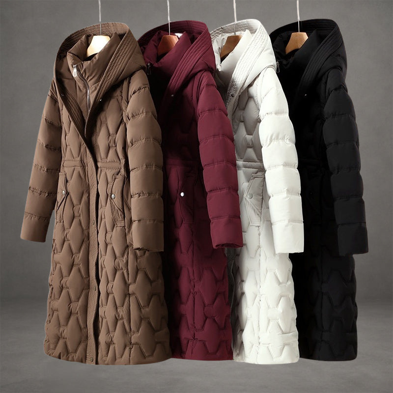 Quilted Longline Puffer Coat With Hood - view 10