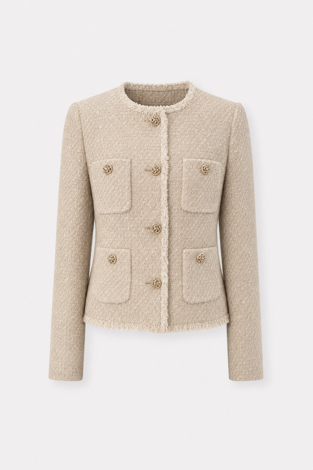Textured Tweed Jacket With Tailored Fit - 1